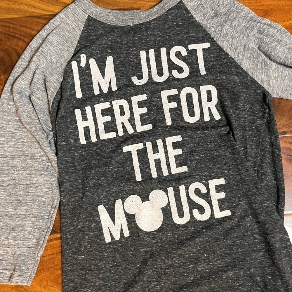 Disney parks Womens small im just here for the mouse. Gray long sleeve t shirt